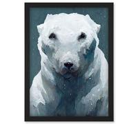 The Last Polar Bear Illustration Snow Stone Grey White Artwork Framed Wall Art Print A4 Artery8 Black One Size