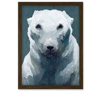 The Last Polar Bear Illustration Snow Stone Grey White Artwork Framed Wall Art Print A4 Artery8 Brown One Size