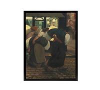 Artery8 The Laundresses Oil Painting Steinlen Black Framed Canvas Art Print | Size: W24" x H32" Artery8 Multicolor W24" x H32"