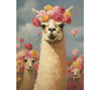 Artery8 The Llama Wedding Rose Bloom Flower Headdress Fun Artwork Kids Bedroom Large Wall Art Poster Print Thick Paper 18X24 Inch
