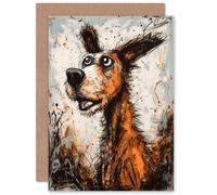 Artery8 The Master Calls Fun Dog Oil Painting for Him or Her Man Woman Birthday Thank You Congratulations Blank Art Greeting Card