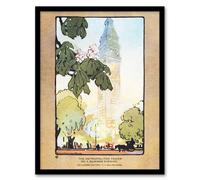 Artery8 The Metropolitan Tower on A Summer Evening Elmer Framed Wall Art Print in Orange | Size: W12" x H16" Artery8 Orange W12" x H16"