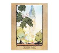 Artery8 The Metropolitan Tower on A Summer Evening Elmer Wall Art Poster Print in Orange | Size: W18" x H24" Artery8 Orange W18" x H24"