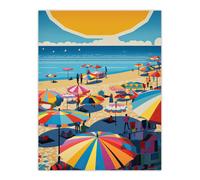 Artery8 The Midday Sun Saint-Tropez By Goeff Turner Giant Sunrise Sun Kissed Shores Playful Beachside Artwork Seaside Bathroom Extra Large XL Wall Art Poster Print