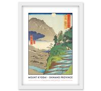 The Moon Reflected in the Sarashina Paddy-fields, Mount Kyodai Shinano Province Utagawa Hiroshige Japan Woodblock Classic Collection Artwork Framed Wa Artery8 White One Size