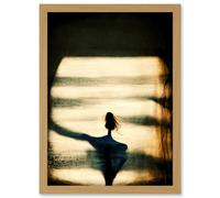 Artery8 The Morning Light Abstract Peaceful Artwork Framed Wall Art Print A4 in Light Oak Artery8 Light Oak