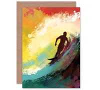 Artery8 The Morning Surf Surfing Surfer for Husband Him Dad Son Brother Birthday Thank You Congratulations Blank Art Greeting Card
