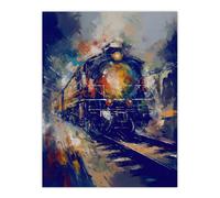 Artery8 The Orient Express Railway Train Painting Steam Locomotive Vintage Extra Large XL Wall Art Poster Print | Size: W24" x H32" Artery8 Multicolor W24" x H32"