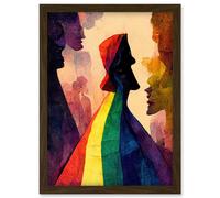 Artery8 The Others Abstract LGBTQ Rainbow Figures Artwork Framed Wall Art Print A4 in Brown Artery8 Brown