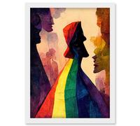 Artery8 The Others Abstract LGBTQ Rainbow Figures Artwork Framed Wall Art Print A4 in White Artery8 White