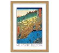 Artery8 The Passage Under the Rakan Monastery Buzen Province Utagawa Hiroshige Japan Woodblock Classic Collection Artwork Framed Wall Art Print A4 Artery8 Light Oak