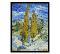 Artery8 The Poplars at Saint Remy Framed Wall Art Print A4 Artwork By Van Gogh : Nature Landscape Artwork Ideal For Lounge Or Bedroom Bringing Serenity Colour And Natural Rhythm