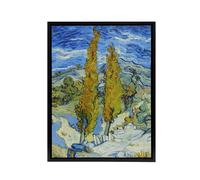 Artery8 The Poplars at Saint Remy Van Gogh Black Framed Canvas Wall Art in Blue | Size: W18" x H24" Artery8 Blue W18" x H24"