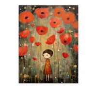 The Poppy Dream Elegant Giant Flower Floral Oil Painting Extra Large XL Unframed Wall Art Poster Print Artery8 Multi W24 inch x H32 inch