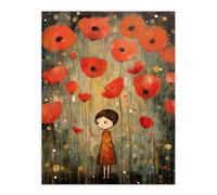Artery8 The Poppy Dream Elegant Giant Flower Floral Oil Painting Unframed Wall Art Print Poster Home Decor Premium | Size: W12" x H16" Artery8 Multicolor W12" x H16"