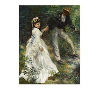 Artery8 The Promenade Couple Renoir Vintage Wall Art Print Poster in Green | Size: W18" x H24" Artery8 Green W18" x H24"