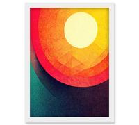 Artery8 The Relentless Sun Abstract Artwork Framed Wall Art Print A4 in White Artery8 White