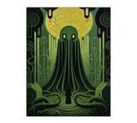 The Rise Of Cthulhu H.P. Lovecraft Mythos Horror Madness Artwork Painting Unframed Wall Art Print Poster Home Decor Premium Artery8 Multi W24 inch x H32 inch