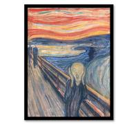 Artery8 The Scream Iconic Painting Framed Wall Art Print 18X24 Inch Artwork By Munch : World Famous Expressionist Piece Ideal For Living Room Adding Drama Energy And Timeless Style