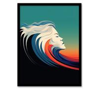 Artery8 The Sea Is Calling Oil Painting Siren Wave Modern Bathroom Toilet Art Print Framed Poster Wall Decor 12x16 inch in Black | Size: W12" x H16" Artery8 Black W12" x H16"