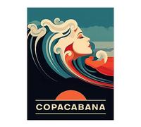 Artery8 The Seaside Calls Copacabana Beach Brazil Sunset Woman of the Waves Sea Siren Ocean Large Wall Art Poster Print Thick Paper 18X24 Inch