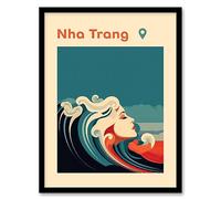 Artery8 The Seaside Calls Nha Trang Beach Vietnam Modern Woman of the Waves Sea Siren Ocean Artwork Framed Wall Art Print 18X24 Inch