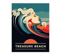 Artery8 The Seaside Calls Treasure Beach Jamaica Sunset Woman of the Waves Sea Siren Ocean Large Wall Art Poster Print Thick Paper 18X24 Inch
