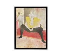 Artery8 The Seated Clowness Sketch Framed Canvas Wall Art Print Toulouse Lautrec in Beige | Size: W12" x H16" Artery8 Beige W12" x H16"