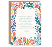 Artery8 The Secret of Health Buddhist Mindfulness Quote Birthday Card Artery8 Multicolor