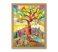 Artery8 The Sermon On The Mount Jesus Folk Art Bible Artwork Framed Wall Art Print 18X24 Inch