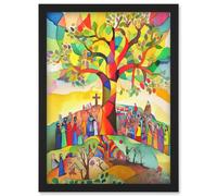 The Sermon On The Mount Jesus Folk Art Bible Artwork Framed Wall Art Print A4 Artery8 Black One Size