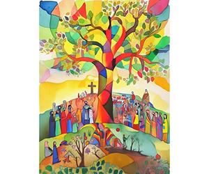 Artery8 The Sermon On The Mount Jesus Folk Art Bible Large XL Wall Art Canvas Print
