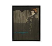 Artery8 The Shower Art Nouveau Painting Steinlen Black Framed Canvas Wall Art in Grey | Size: W24" x H32" Artery8 Grey W24" x H32"