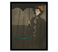 Artery8 The Shower Art Nouveau Painting Steinlen Framed Wall Art Print in Grey | Size: A3 Artery8 Grey A3