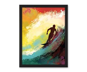 Artery8 The Silhouette of a Surfer Surfing on a Big Wave Artwork Framed Wall Art Print 18X24 Inch