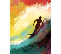 Artery8 The Silhouette of a Surfer Surfing on a Big Wave Extra Large XL Wall Art Poster Print