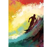 Artery8 The Silhouette of a Surfer Surfing on a Big Wave Extra Large XL Wall Art Poster Print