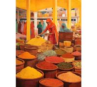 Wall Art Print The Spice Market Asian Herbs and Spices Colourful Kitchen Artwork Poster Artery8 Yellow W24 inch x H32 inch