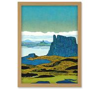 Artery8 The Storr Isle Of Skye Scottish Landscape Artwork Framed Wall Art Print A4 in Light Oak Artery8 Light Oak