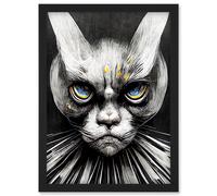 The Sultan Of Cat Land Fantasy Gothic Cat Portrait Artwork Framed Wall Art Print A4 Artery8 Black One Size