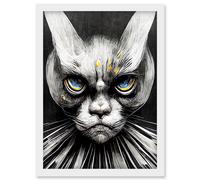 Doppelganger33 LTD The Sultan Of Cat Land Fantasy Gothic Cat Portrait Artwork Framed Wall Art Print A4