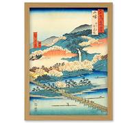 Artery8 The Togetsu Bridge in Arashiyama Yamashiro Province Utagawa Hiroshige Japanese Woodblock Artwork Framed Wall Art Print A4