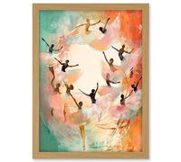 Artery8 The Tornado Ballet Oil Painting Abstract Turquoise Pink Musical Swirl Dancers Artwork Framed A3 Wall Art Print