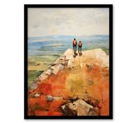 Artery8 The View Was Worth The Wait Hikers Reach The Summit Oil Painting Artwork Framed Wall Art Print A4