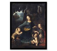 Artery8 The Virgin of the Rocks da Vinci Vintage Framed Wall Art Print in Brown | Size: W12" x H16" Artery8 Brown W12" x H16"