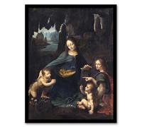 Artery8 The Virgin of the Rocks Wall Art Print Framed Poster 12x16 inch Artwork By da Vinci : Sacred Cave Scene Painting Suited For Study Or Chapel With Beauty Grace And Deep Meaning