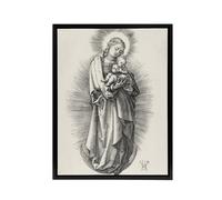 Artery8 The Virgin on the Crescent Moon Durer Framed Canvas Wall Art Print in White | Size: W24" x H32" Artery8 White W24" x H32"
