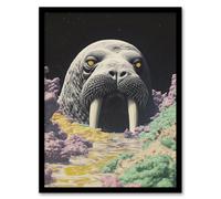 Artery8 The Walrus Cavern Surreal Alien Landscape Stars Framed Art Print in Grey | Size: A4 Artery8 Grey A4
