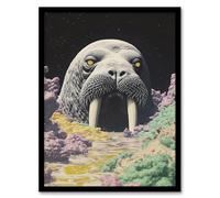 Artery8 The Walrus Cavern Surreal Alien Landscape Stars Living Room Artwork Framed Wall Art Print A4