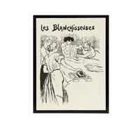 Artery8 The Washerwomen Black White Illustration Steinlen Framed Canvas Art | Size: W18" x H24" Artery8 White W18" x H24"